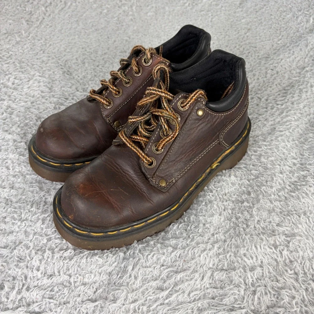 Dr. Martens 9826 Brown Leather Low Work Boots Made in England Vintage UK 4 US 6